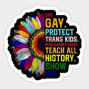 Say Gay Protect Trans Kids Read Banned Books Teach All History Show Love Sticker